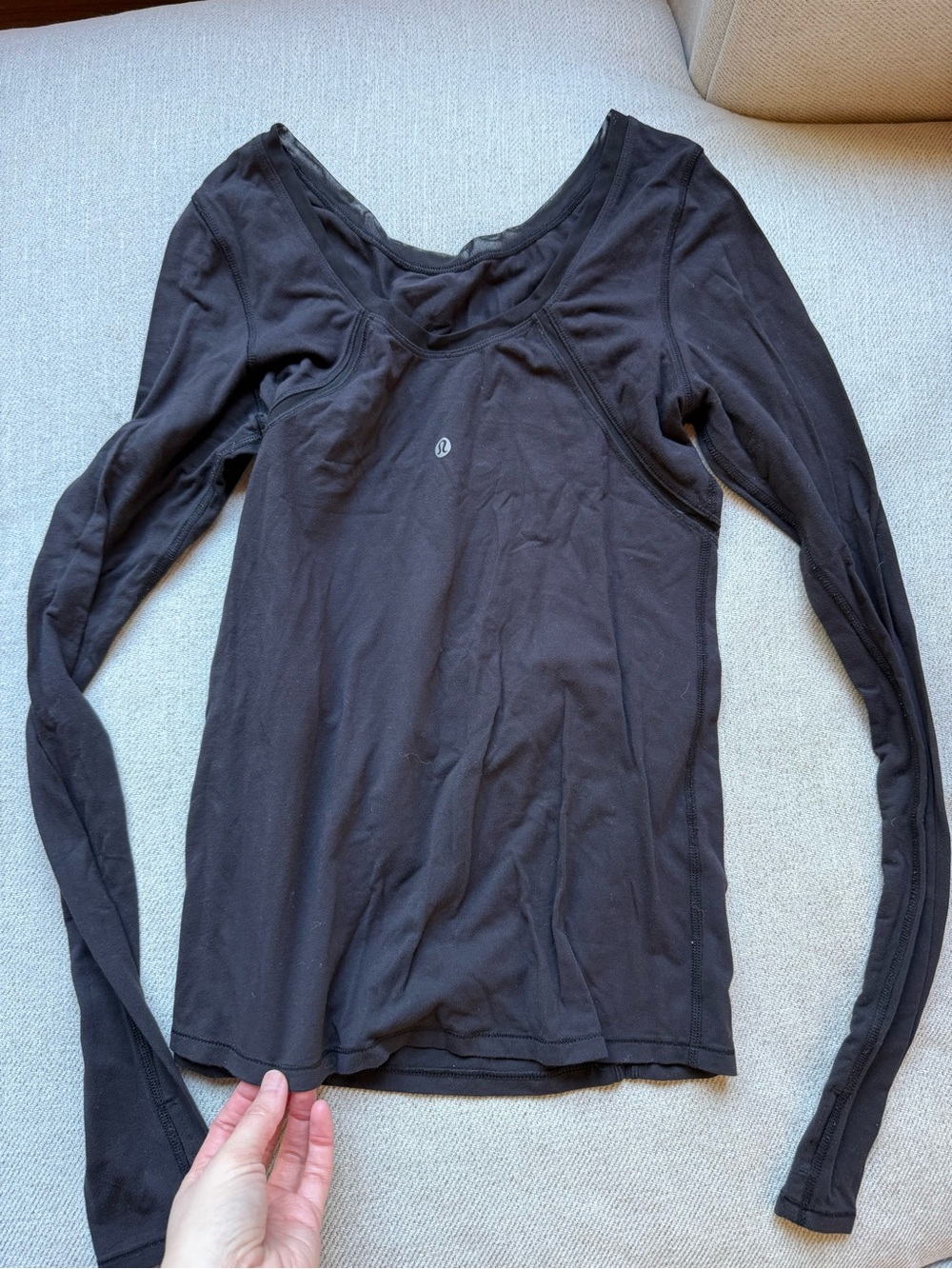 lululemon athletica Black Long Sleeve Scoop-Neck Performance Top